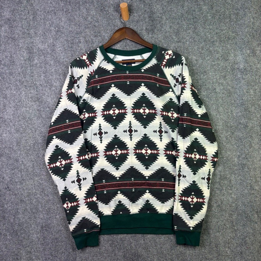 Polo Ralph Lauren Sweatshirt Mens L Green Aztec Southwestern Fleece Sleepwear